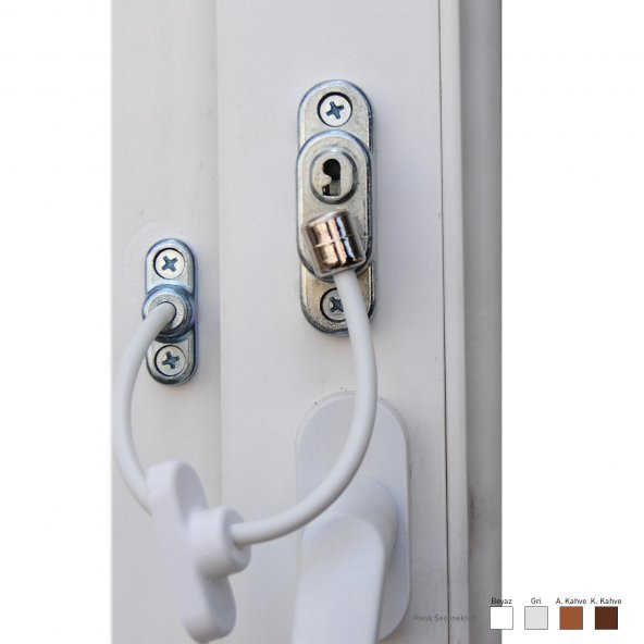 Anahtarlı Pvc Pencere Emniyet Kilidi (50 li)-Beyaz - 3
