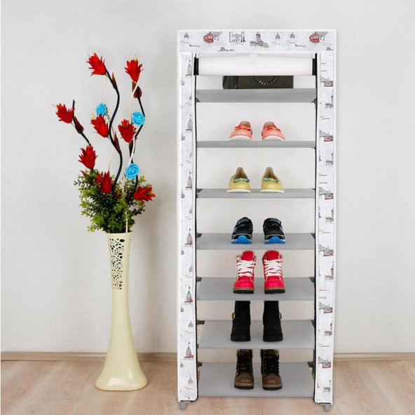 Prado 7 Raflı Çelik Profilli Bez Dolap, Ayakkabılık Tema İstanbul - 3