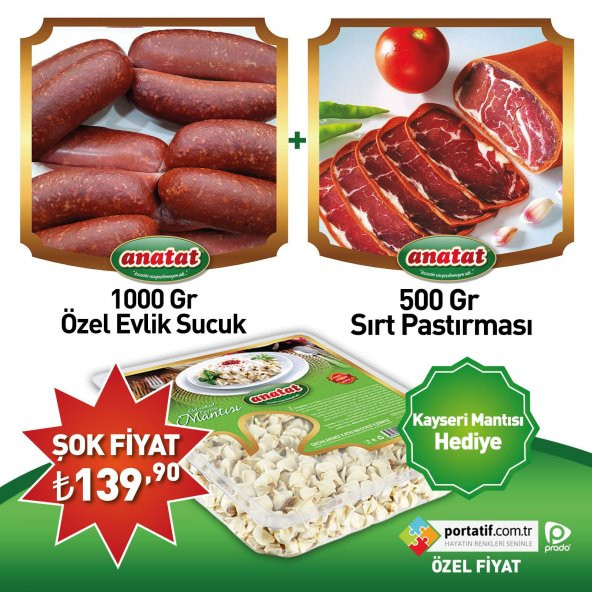 Anatat Sucuk 1000g + Pastırma 500g Mantı Hediyeli