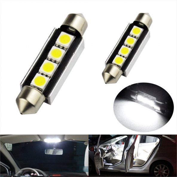 2 Adet Sofit Led Tavan - Plaka ampulü 41 mm 4 SMD Led li Canbuslu 3 Farklı renk