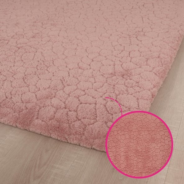 Prado Wellsoft Kumaş Halı Örtüsü Crack Pembe 170x270 - 3