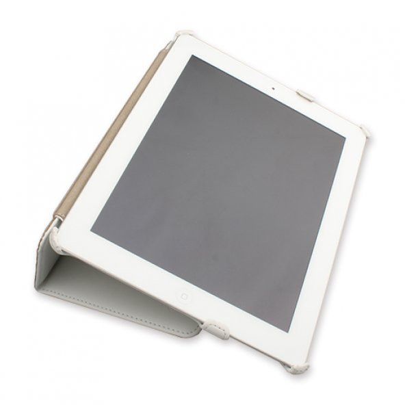 Apple Yeni iPad 3 Hakiki Deri Kılıf Lenouveau Marka - Beyaz Renk