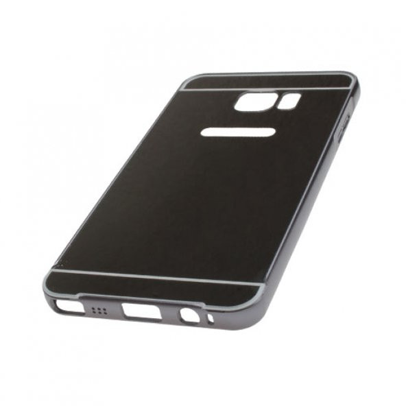 Samsung Galaxy S7 Edge Kılıf Arkası Aynalı Metal Bumper - Black