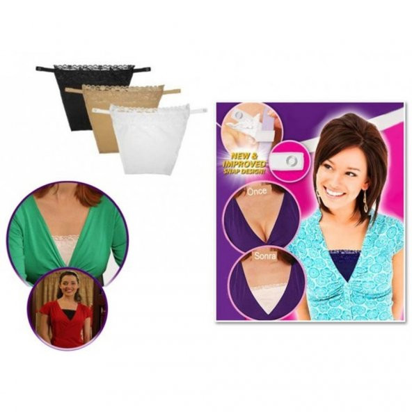 Kıyafet Göğüs Dekolte Kapatıcı Dantel İşlemeli 3lü Set Bluz Body - 3