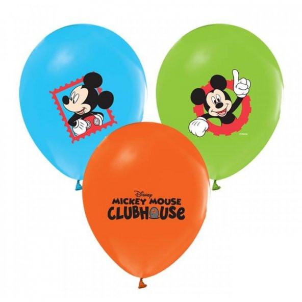 100 adet Çift Taraflı Mickey Mouse Baskılı Balon