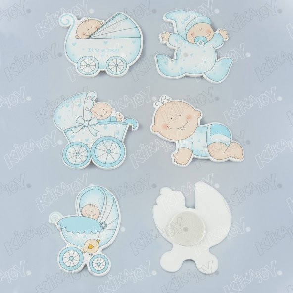 Kikajoy Baby Shower Erkek Bebek Sticker 6lı
