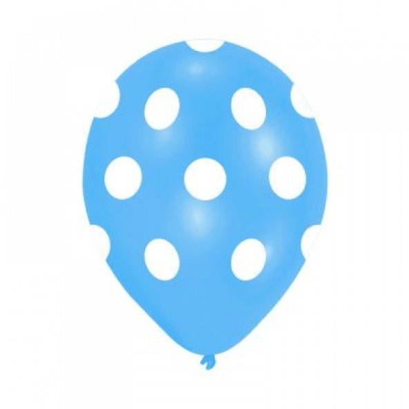 100 adet Çepeçevre Puantiye Baskılı Açık Mavi Balon