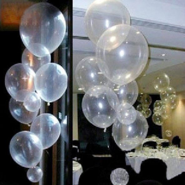 100 adet Baskısız Şeffaf Balon + Balon Pompası