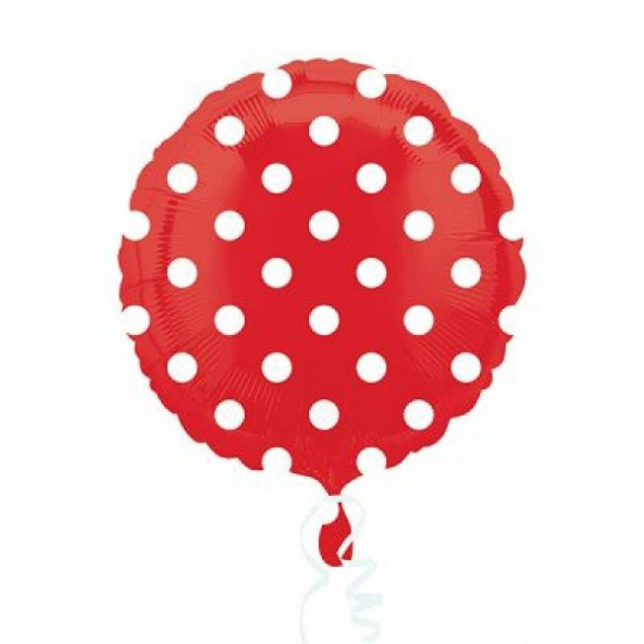 Kırmızı Üzeri Beyaz Puanlı Folyo Balon 2li