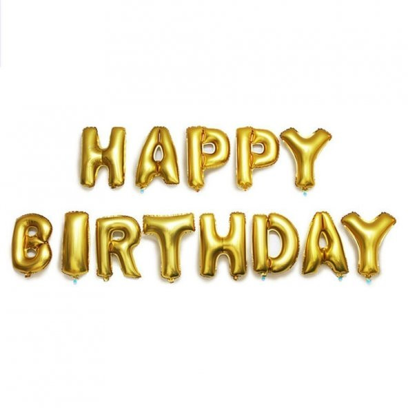 Happy Birthday Yazılı Harf Folyo Balon 16" Altın Renk