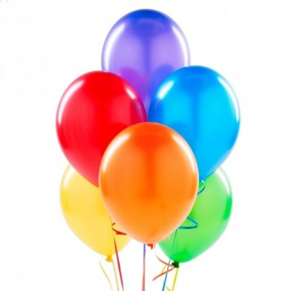 100 adet Baskısız Metalik Balon Karışık + Balon Pompası