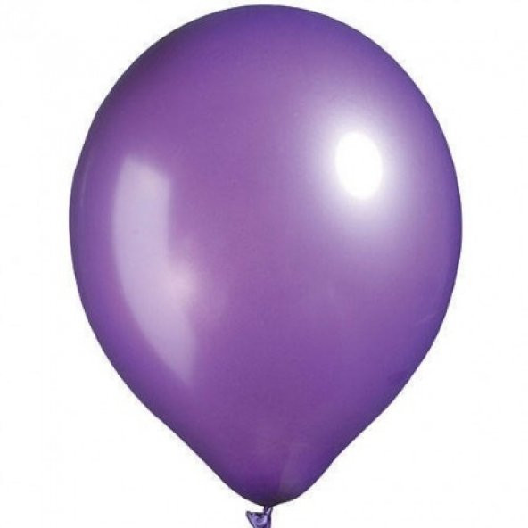 100 adet Baskısız Metalik Balon Mor + Balon Pompası