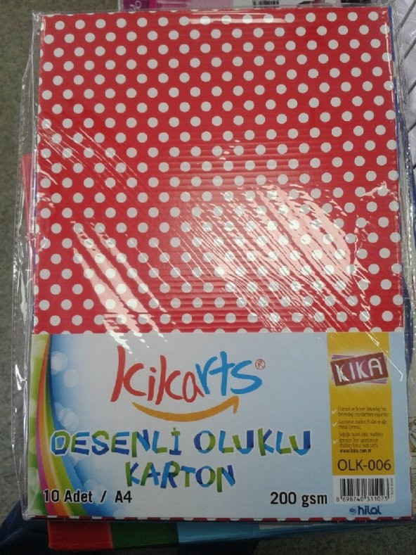 10 adet KİKA OLUKLU KARTON A4 DESENLİ KARIŞIK (OLK-006)
