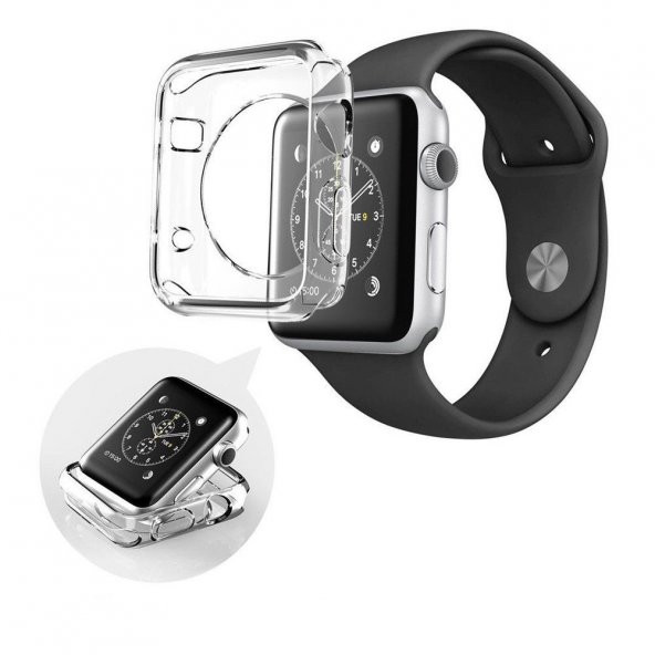 Apple Watch Series 3 GPS 42 mm 42mm Kılıf Silikon 360 Şeffaf İnce