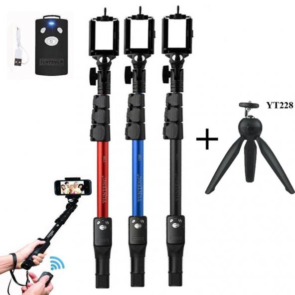 Yunteng Selfie Çubuğu Monopod Bluetooth Kumandalı Kablosuz Tripod - 11