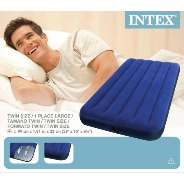 İntex Lacivert Tek Kişilik Yatak 99 x 191 x 22Cm Air - Lock