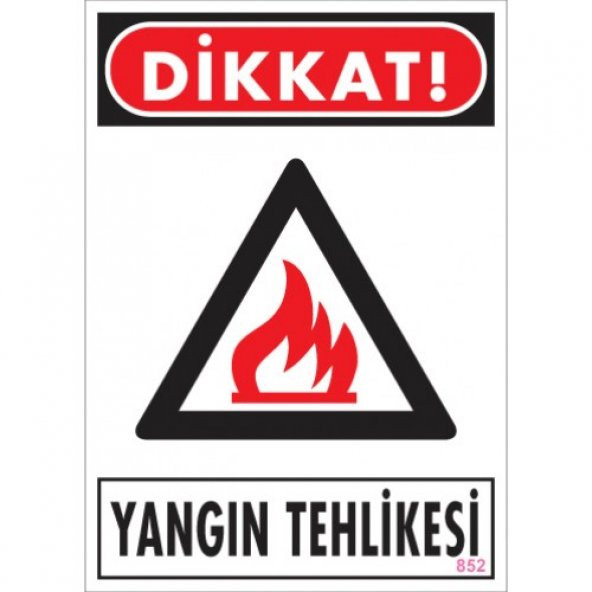 SÖNSAN UYARI LEVHALARI DİKKAT ''YANGIN TEHLİKESİ ''PVC 25*35
