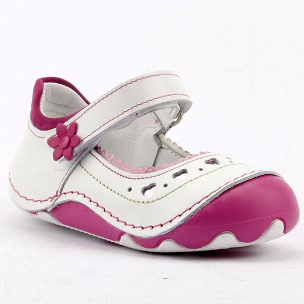 Teo Bebe 4100 100 Beyaz Deri Ortopedik İlk Adım Kız Çocuk Ayakkabı