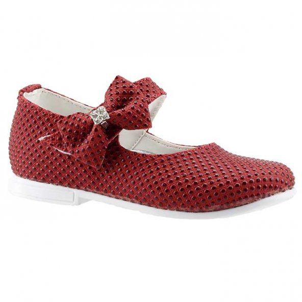 Sema 19 Kırmızı Günlük Abiye  Kemerli Tokalı Kız Çocuk Babet Ayakkabı