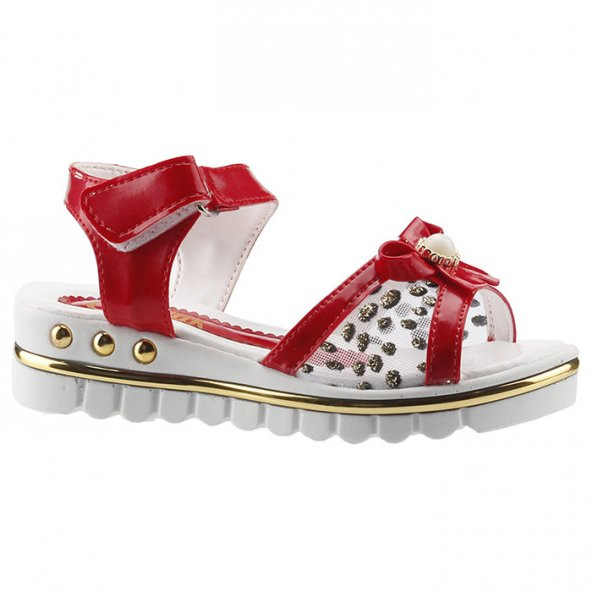 Jasmine 350 Kırmızı Günlük Cırtlı Abiye Kız Çocuk Sandalet Ayakkabı