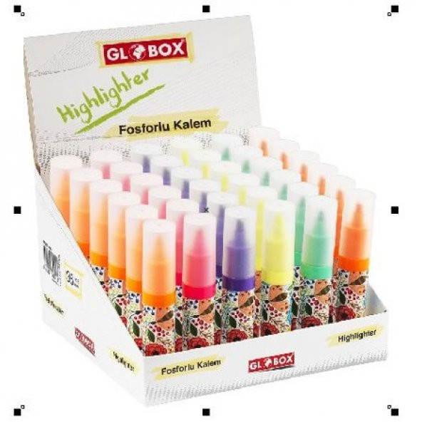 Globox Baskılı Fosforlu Kalem 36 Lı Stand  Karışık Renkler 002920
