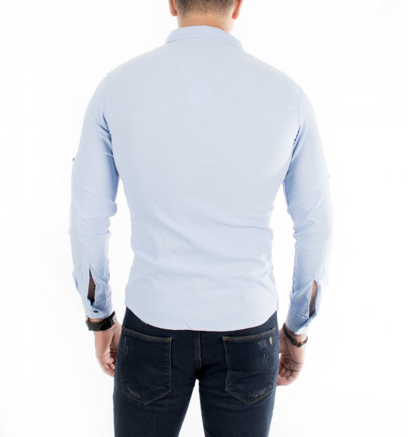 DeepSEA Kumaşı Kendinden Desenli Uzun Kollu Erkek Gömlek 1801841