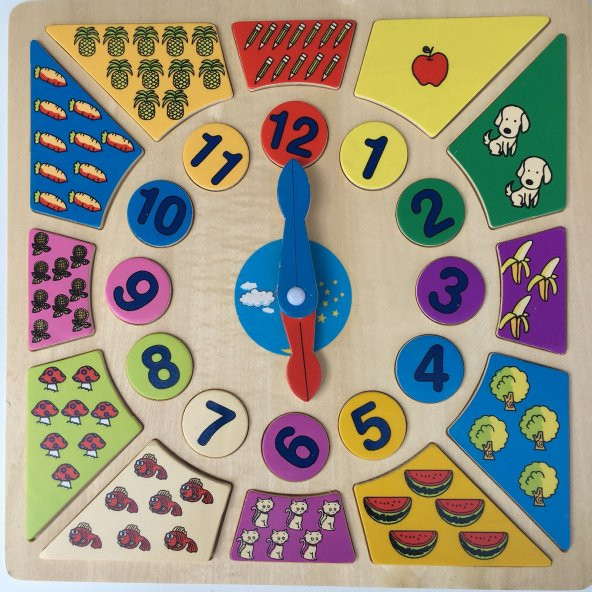Eğitici Ahşap Rakamlı Bultak Puzzle Saat Oyunu Ahşap Oyuncak