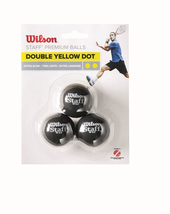 Wilson Squash Topu Staff 3 DBL YEL DOT WRT618100