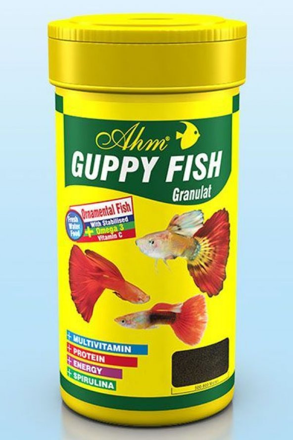 Ahm Guppy Granulat Lepistes Balık Yemi 250 ml