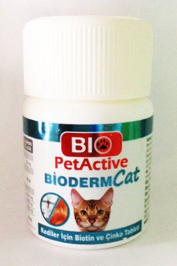 Pet Active Bioderm Kediler Için Deri Ve Tüy Sağliğini Koruyucu Biyotin Çinko Tablet 100 Adet