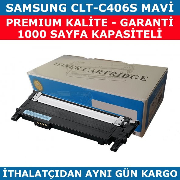 SAMSUNG CLP365-CLP360-CLT-C406S MAVİ MUADİL TONER 1.000 SAYFA