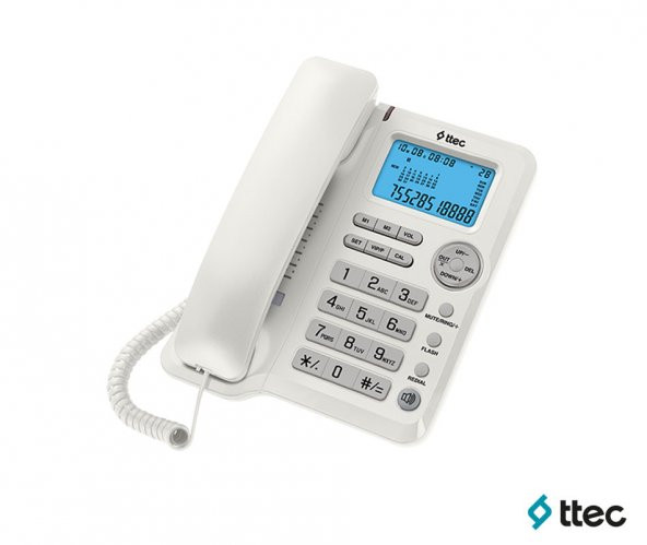 T.TEC TK3800 MASA ÜSTÜ TELEFON BEYAZ-GÜMÜŞ