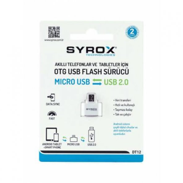 Syrox Micro USB - USB OTG Dönüştürücü (DT12) 2 Yıl Garantili