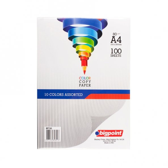 Bigpoint A4 Renkli Fotokopi Kağıdı 10 Renk 100lü Paket