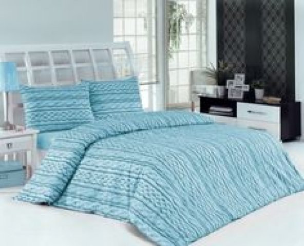 ALTINBAŞAK creaforce tweed mavi çift kişilik nevresim takımı