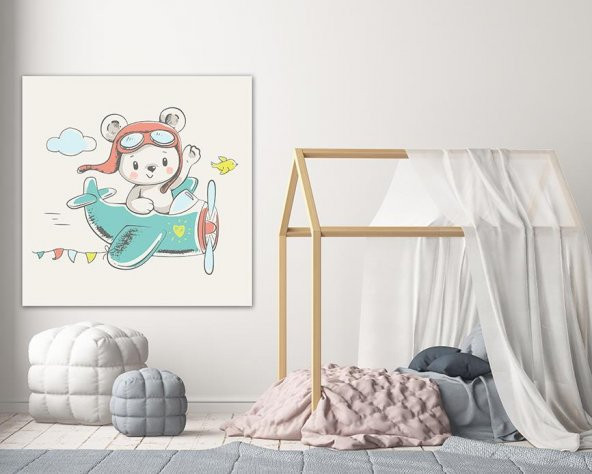 Pilot Ayıcık Çocuk Odası Kanvas Tablo - 3