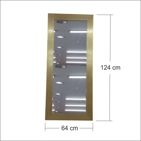 Büyük 124x64cm Altın Yaldız Salon Antre Komodin Etajer Boy Aynası - 2