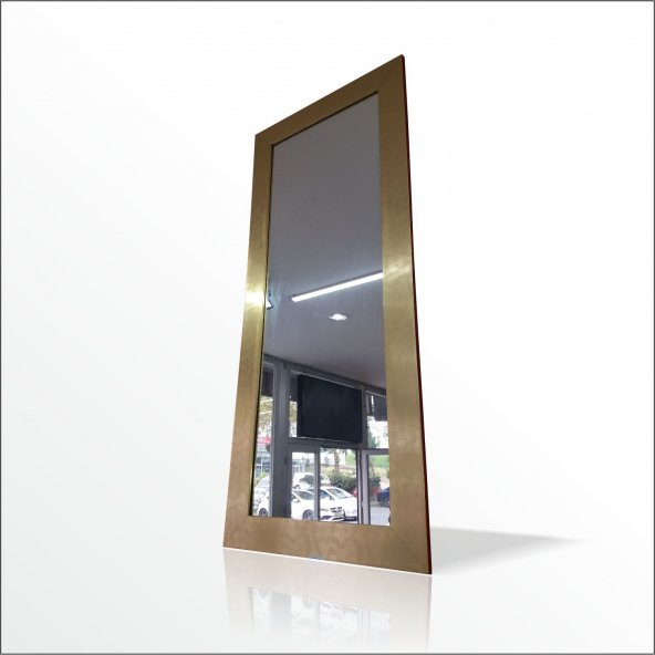 Büyük 124x64cm Altın Yaldız Salon Antre Komodin Etajer Boy Aynası - 4