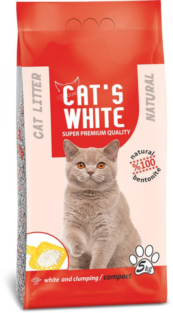 Cats White Kokusuz Topaklaşan Doğal Bentonit Kedi Kumu 6 Lt 5 Kg