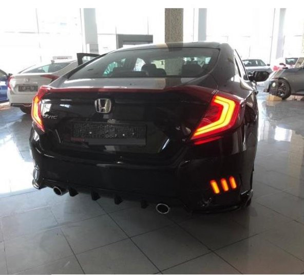 Oled Garaj Honda Civic Fc5 Çift Çıkış Egzozlu Difüzör Piano Black - 3