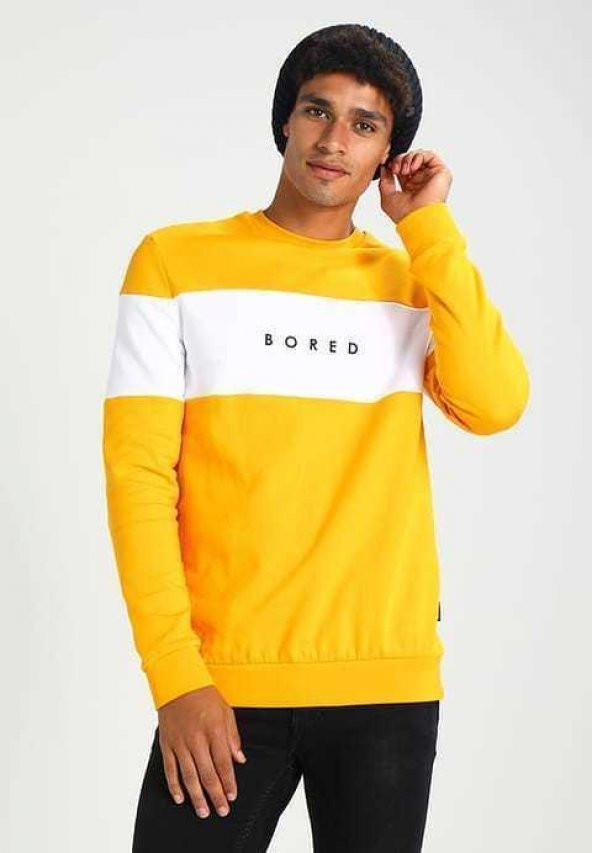 Sarı Bored Stripes Sweatshirt Erkek