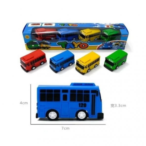 4 Lü Tayo Otobüs Seti - Tayo Araba - Sarı - Kırmızı - Mavi -Yeşil Süper Set