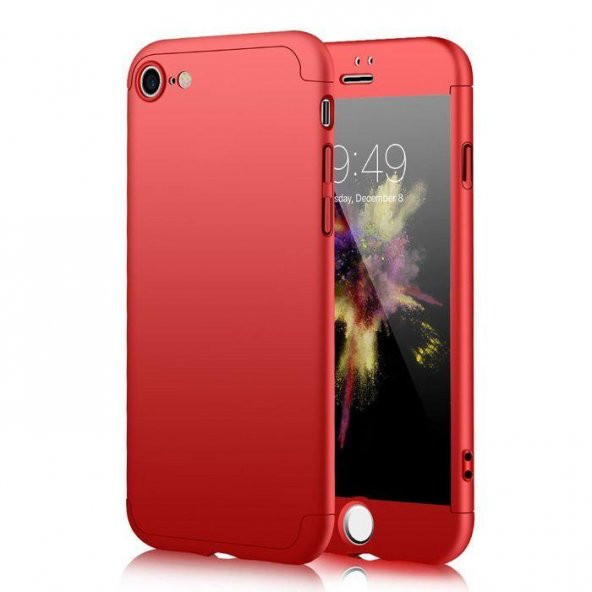 Apple iPhone 6 6S 360 Kırmızı Full Koruma Kılıf Arka Koruyucu Kapak