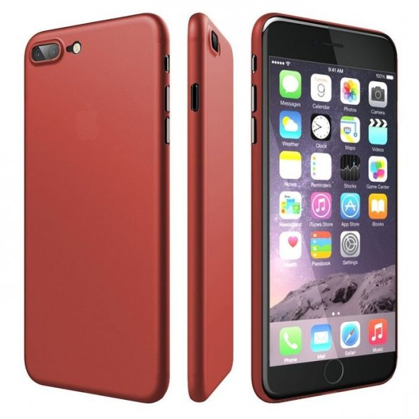 Apple iPhone 7 Plus Ultra İnce Kırmızı Kılıf Arka Koruyucu Kapak
