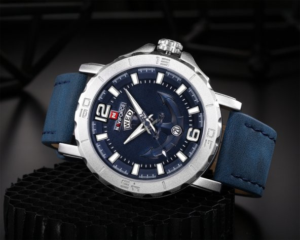 Naviforce Denizci Deri Kordon Lacivert Çelik Erkek Kol Saati - 6