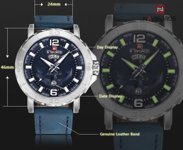 Naviforce Denizci Deri Kordon Lacivert Çelik Erkek Kol Saati - 8