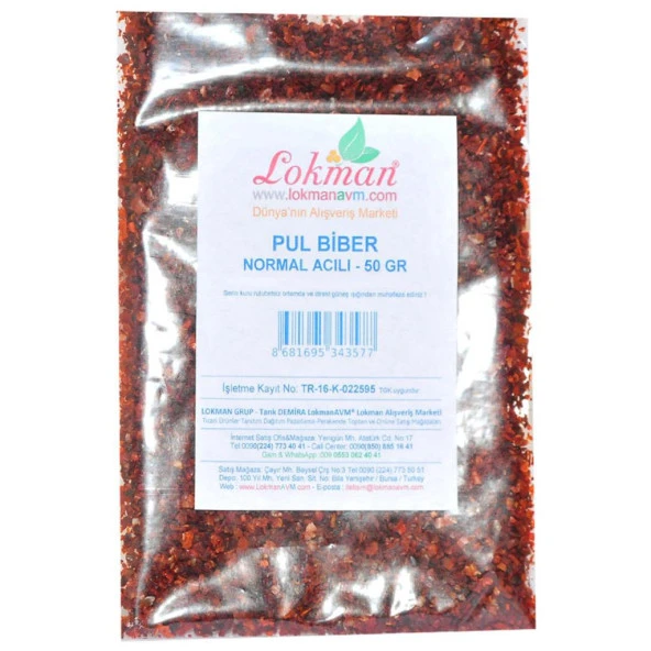 Doğal Normal Acılı Pul Biber Katkısız Tane Kırmızı Pulbiberi 50GR - 2