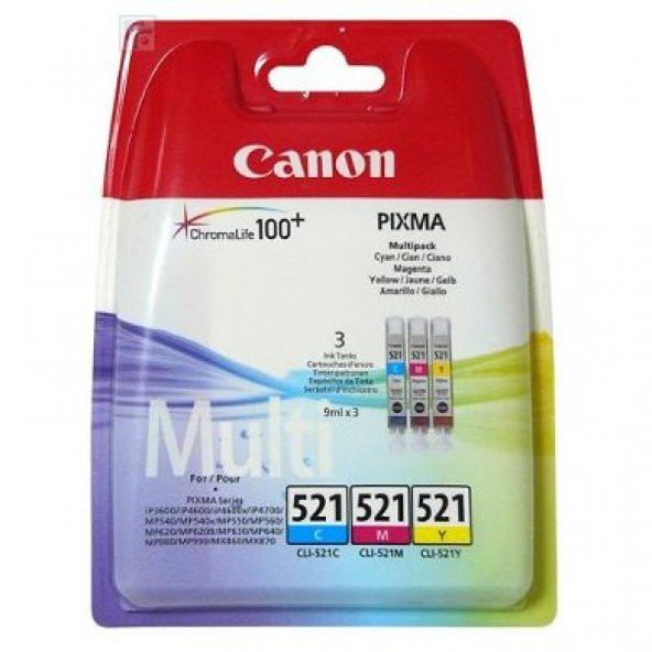 Canon CLI 521 CMY 3'lü Set Orijinal Kartuş