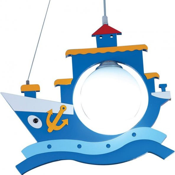 Gemi Model Mavi Renk Çocuk Odası Avizesi