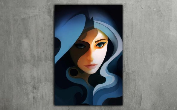 Mavi Saçlı Kadın Dekoratif Kanvas Tablo